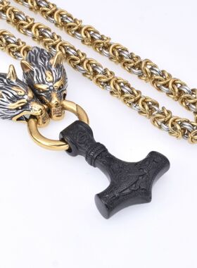 电商北欧维京不锈钢雷神锤吊坠项