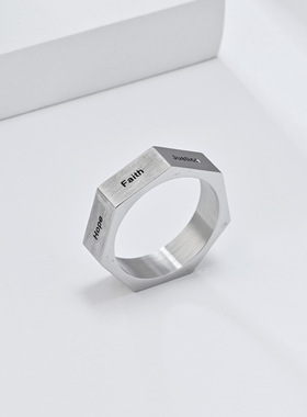 欧美小众个性七宗罪七美德钛钢戒