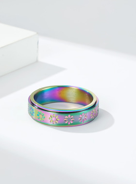 亚马逊缓解焦虑解压花朵旋转钛钢