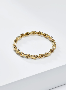 时尚个性麻花圆线双股编织钛钢戒