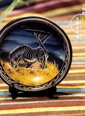 非洲特产工艺品小盘子肯尼亚肥皂石博古架上的小摆T件装饰纯手工