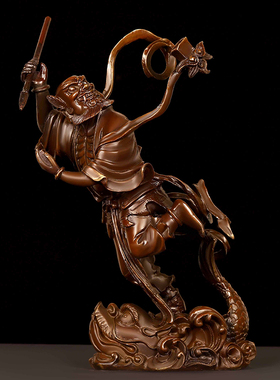 速发魁星点斗摆件熬铜魁星踢斗铜装家用办公室书房像饰品黄铜独占