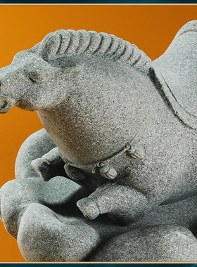 速发青砂石中式公意国马精品茶宠摆件居家办创室装饰神风天马桌面