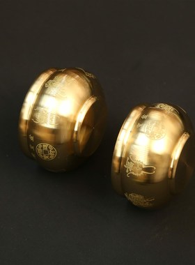 速发纯黄铜五路财神米桌聚面盆摆件客厅缸宝玄关家居全铜工艺品装