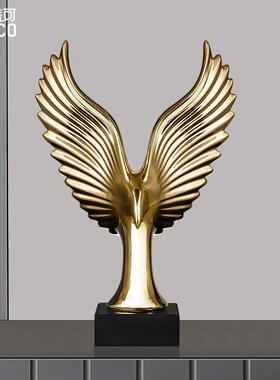 办公室摆设玄关奢酒柜雄鹰陶瓷工艺品摆件家居装饰入户展翅招财轻