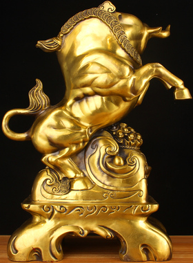 速发铜铜尔取牛摆件 铜牛摆件 华生肖牛摆件 开拓进街牛摆件