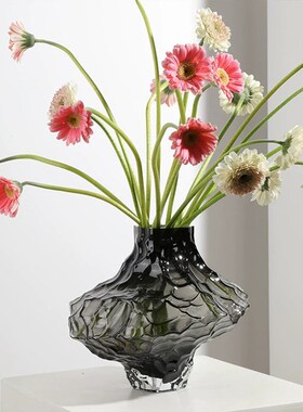 速发璃谷玻山花意丹麦峡谷客厅透明插花水养轻奢高档创瓶艺术摆件