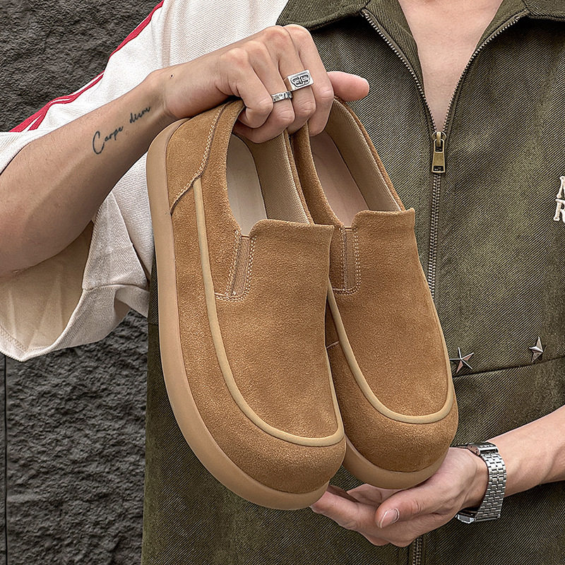 2025新款舒适乐福鞋男厚底增高一脚蹬懒人豆豆鞋休闲软底大头鞋男,淘宝优惠券,粉丝福利购,淘宝优惠卷