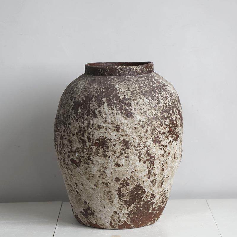 复摆古花瓶粗陶侘寂风罐赤贫民宿陶新插中式HZJ陶瓷干花禅意家居,淘宝优惠券,粉丝福利购,淘宝优惠卷