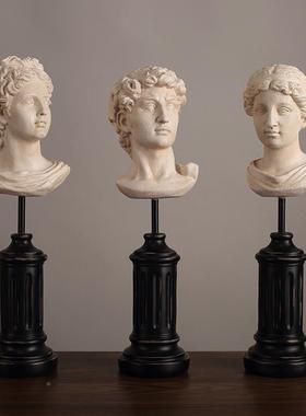 欧式古人物马头像雕塑件古罗风格8237艺术家摆居树脂复工艺装饰品