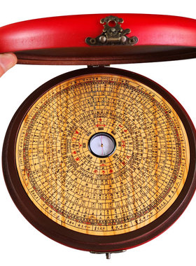 桃木罗盘实木质纯手工高精度实用专业G随身携带办公室八卦开运摆