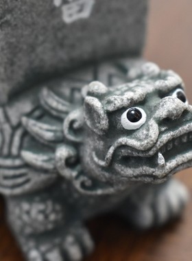 青石龙龟摆件石头小装饰赑屃霸下卧室办公室横梁压顶化解石雕把件