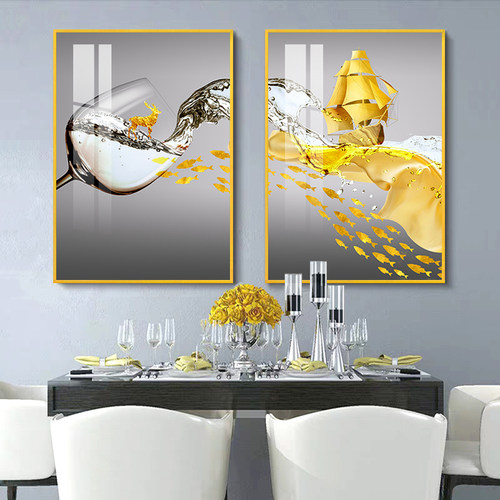 高端餐厅装饰画现代简约饭厅饭桌墙面壁画歺厅餐桌背景墙轻奢挂画 - 图1