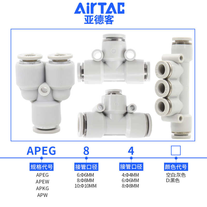 亚德客气管快速接头APEG APEW APYW APKG变径三通 4 6 8 10 12-图1