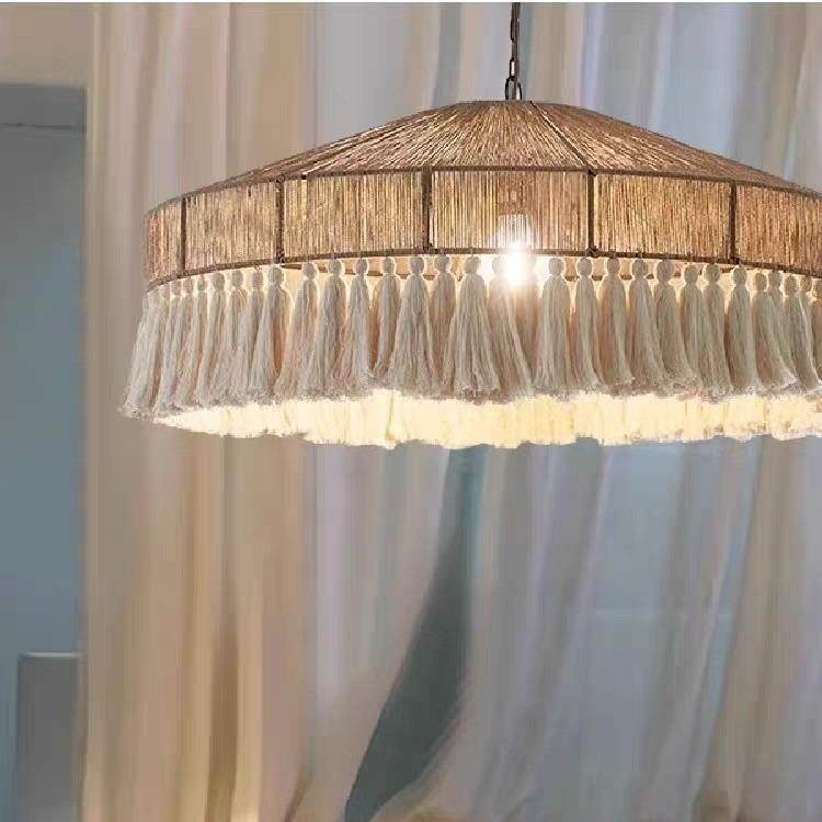 米亚复风古麻波绳流苏吊西灯创古藤阁灯意奶油风卧室餐厅灯吸顶灯,淘宝优惠券,粉丝福利购,淘宝优惠卷