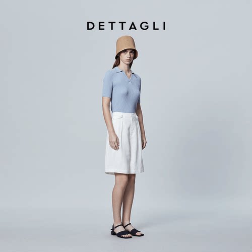 Dettagli/迪塔莉亚麻休闲时尚白色打褶短裤裤子女 - 图0