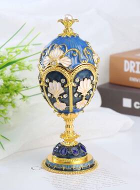 轻奢金属工艺品珐琅彩俄罗斯珍珠鸡蛋首饰盒法贝热鸡蛋装饰盒