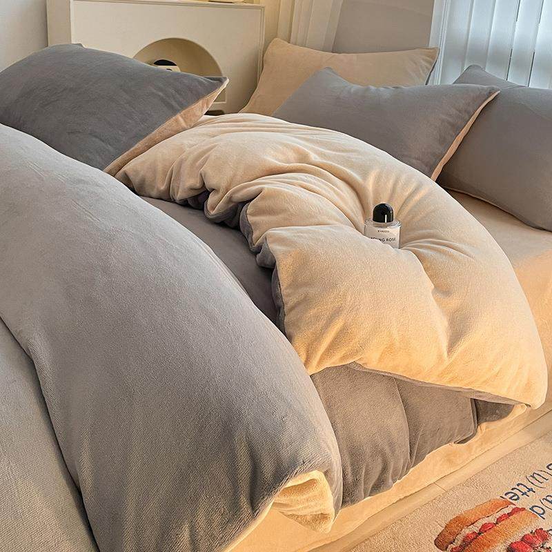 纯色牛奶绒四件套冬季加厚珊瑚绒床单被套南通加绒床上用品三件套,淘宝优惠券,粉丝福利购,淘宝优惠卷