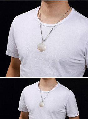 圆款太极八卦纯银吊坠单面大道项链男女复古双鱼守护项链银牌