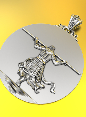 实心999纯银孙悟空吊坠男战斗胜佛挂坠复古孙悟空霸气至尊宝项链