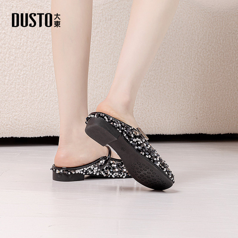 大东包头拖鞋女2025夏季新款时尚简约方跟低跟百搭套脚休闲女拖鞋,淘宝优惠券,粉丝福利购,淘宝优惠卷