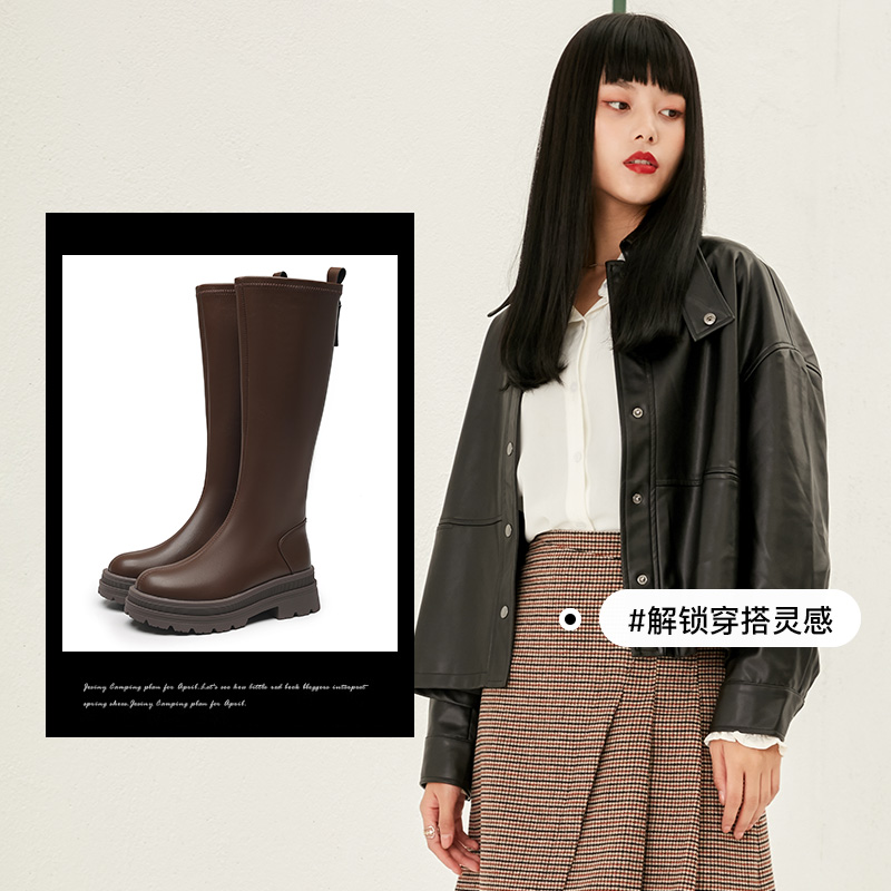 大东女靴骑士靴2025冬季新款时尚厚底长筒靴圆头粗高跟高筒靴长靴 - 图3