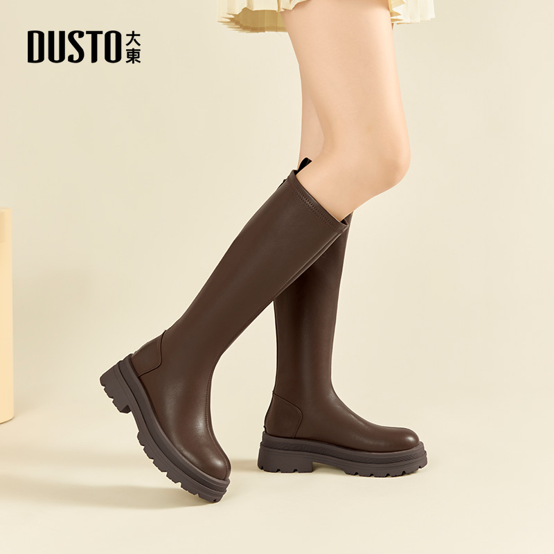 大东女靴骑士靴2025冬季新款时尚厚底长筒靴圆头粗高跟高筒靴长靴 - 图2