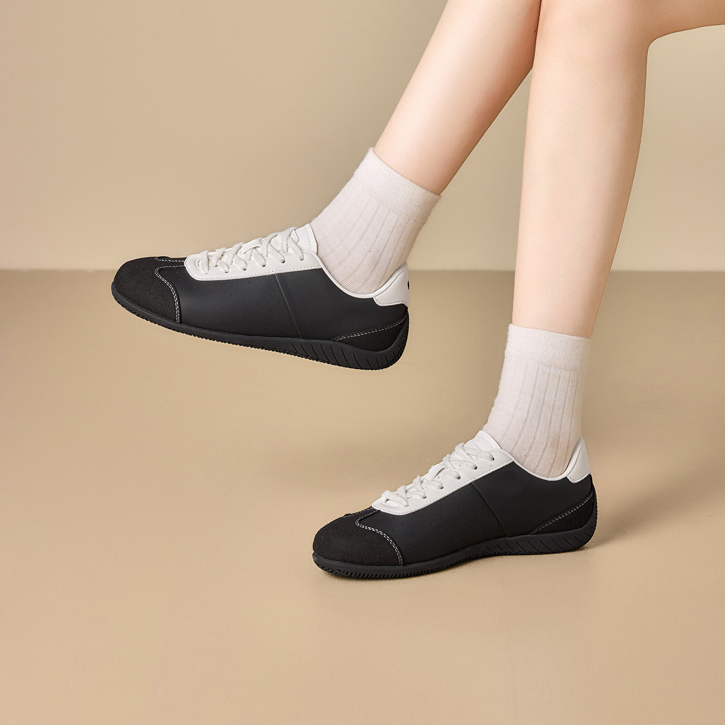 大东女鞋德训鞋2026春季新款休闲舒适圆头透气平底低跟系带鞋子女,淘宝优惠券,粉丝福利购,淘宝优惠卷