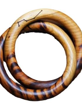 雷击木桃木雷纹乾坤圈纯手工打磨一体成型七星阴阳环