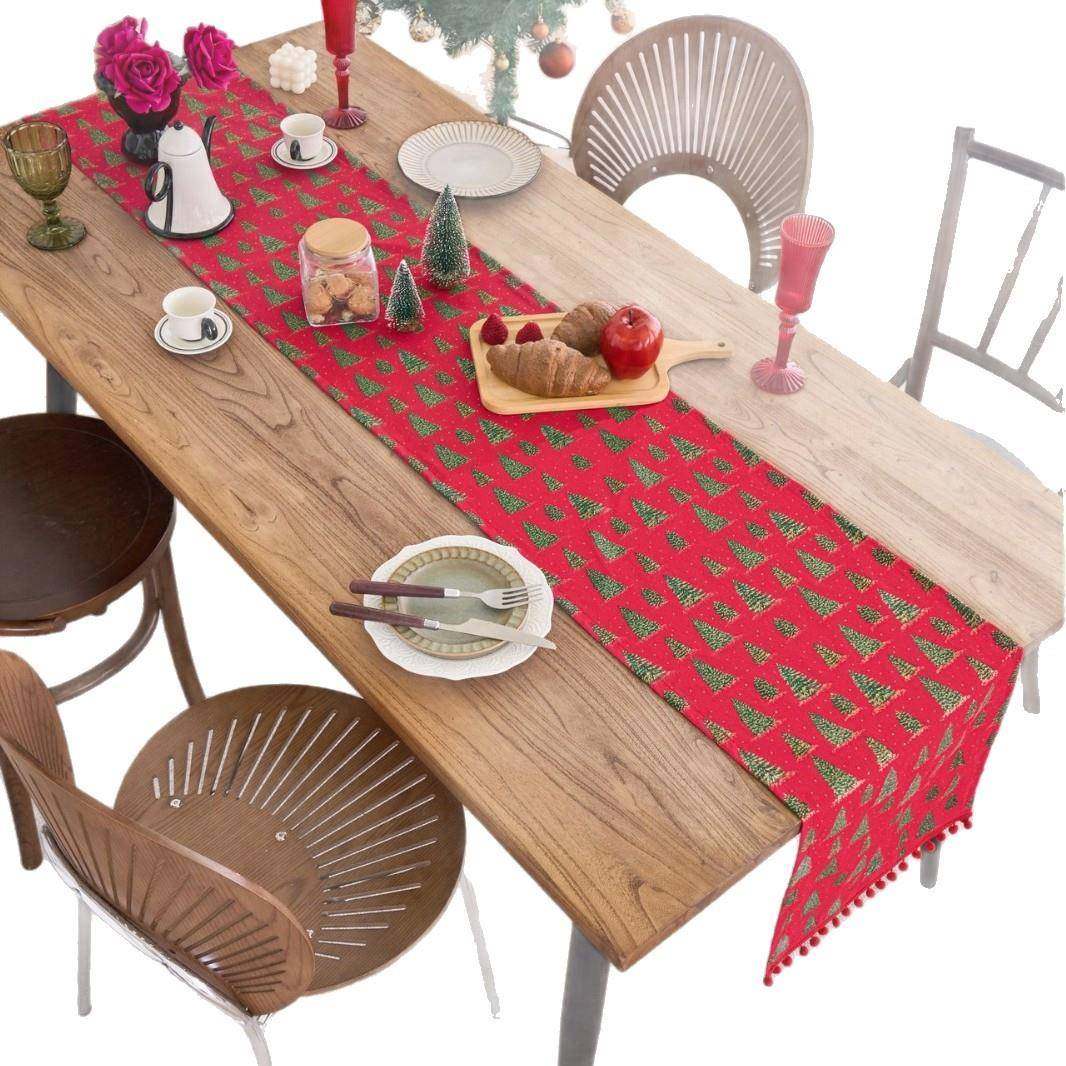 桌旗印花圣诞装饰餐旗绿色烫金茶几电视柜茶席长方形工厂,淘宝优惠券,粉丝福利购,淘宝优惠卷