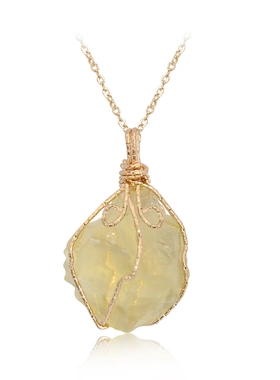 欧美天然石吊坠 紫水晶原石吊坠 扭铁丝宝石绑线石头吊坠