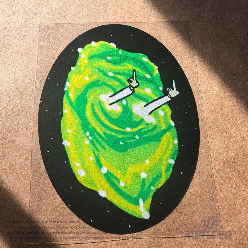 RETLPER反光车贴 绿传送门姥爷逃跑 卡通汽摩防水装饰平面贴纸 - 图0