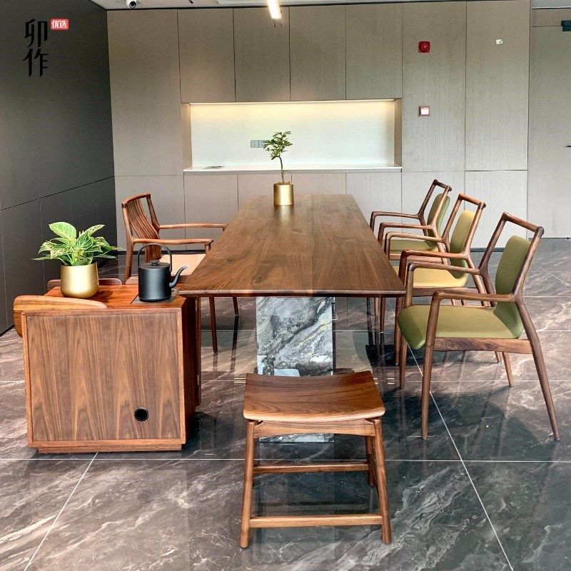 新中式北美黑胡g桃木茶桌实木现代简约高端2025新款岩板泡茶台家,淘宝优惠券,粉丝福利购,淘宝优惠卷