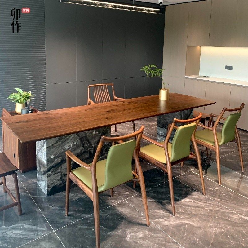 新中式北美黑胡g桃木茶桌实木现代简约高端2025新款岩板泡茶台家,淘宝优惠券,粉丝福利购,淘宝优惠卷