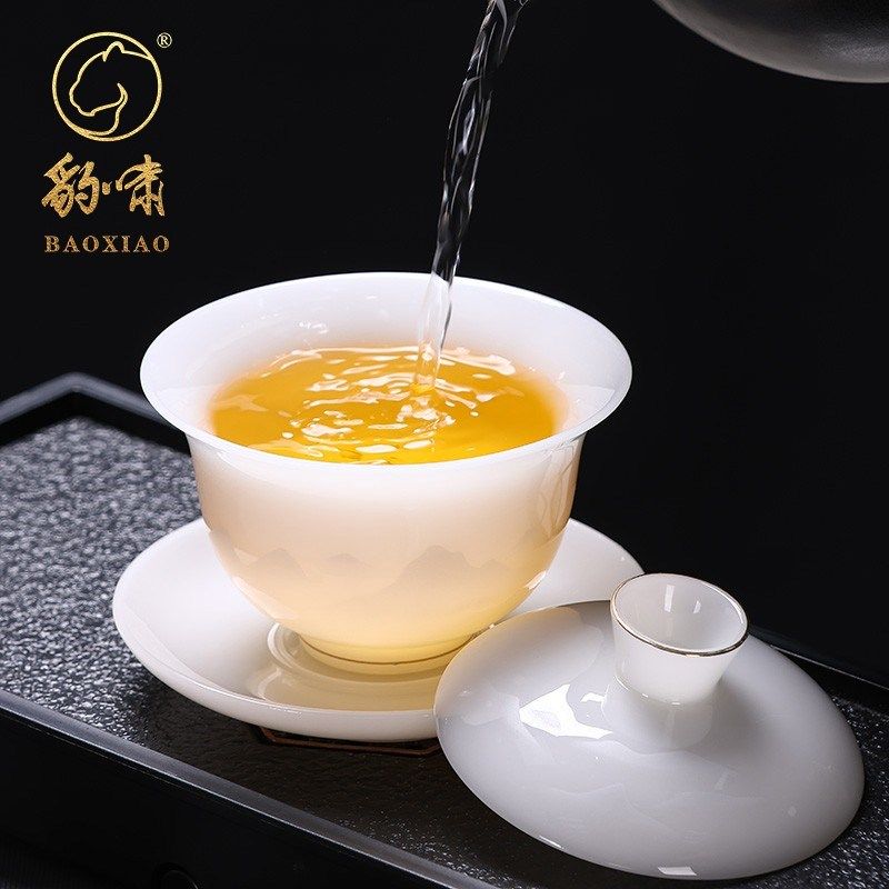 轻奢高档璞玉冰种玉瓷功夫茶具套装家用办公室盖碗泡茶杯Y2025新,淘宝优惠券,粉丝福利购,淘宝优惠卷