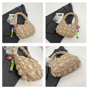 ຄົນອັບເດດ: pleated cloud bag women's niche casual dumpling bag 2024 new puff bag Korean version single shoulder armpit bag