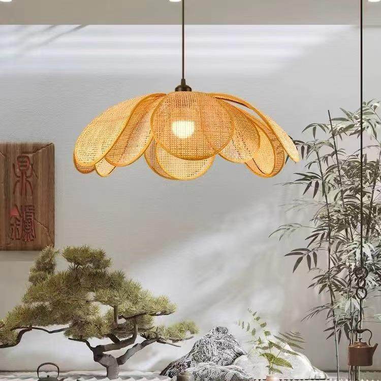 洛西可法式藤编花瓣侘寂风吊灯日式民宿厅客厅格卧室茶餐室灯具,淘宝优惠券,粉丝福利购,淘宝优惠卷