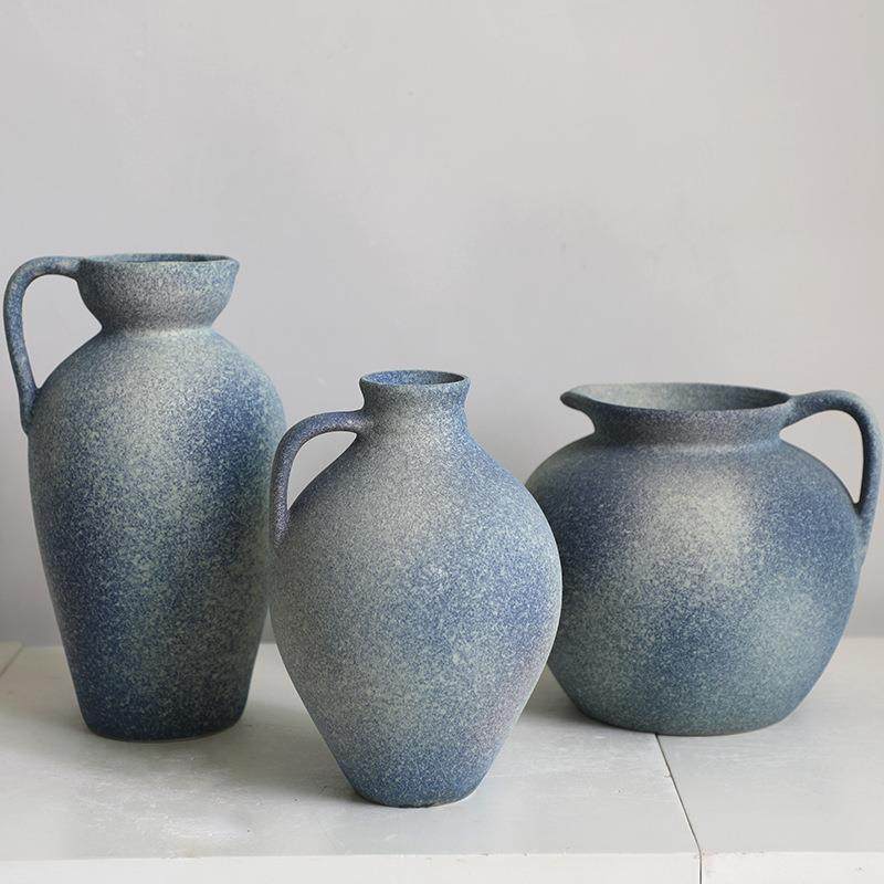 件货源景德PEZ镇侘寂禅意摆双风耳陶粗陶罐插花民宿复古陶瓷花瓶,淘宝优惠券,粉丝福利购,淘宝优惠卷