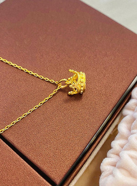 周先生在逃公主皇冠项链 女纯银镀18K黄金色王冠锁骨链宫廷风高级