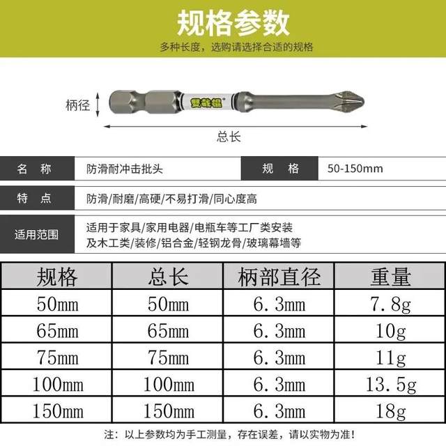 D2 double numbsack anti-slip single head D2 alloy steel anti-slip strong magnetic impact resistance electric hexagonal cross screw bit head