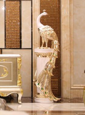 厂家孔雀大型落地电视柜摆件欧式轻奢高档客厅玄关乔迁礼物装饰品