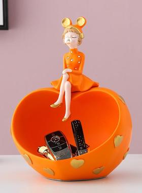 泡泡女孩北欧轻奢玄关钥匙收纳摆件创意家居室内装饰品客厅收纳