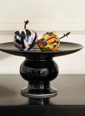 2025新款创意复古创意灯笼水果高脚盘陶瓷果盘客厅茶几家用高级感