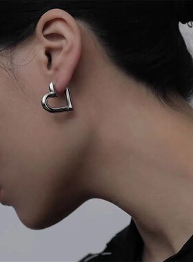 925 Sterling Silver Vintage Heart Earrings For Women rendy E