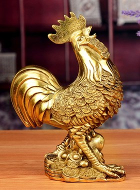 速发阁 铜纯铜金钱鸡摆件家居客室装饰品摆厅卧件