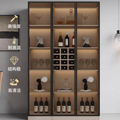 轻奢玻璃门酒柜客厅2026新款靠墙家用小型展示柜书柜手办柜置物架 - 图3