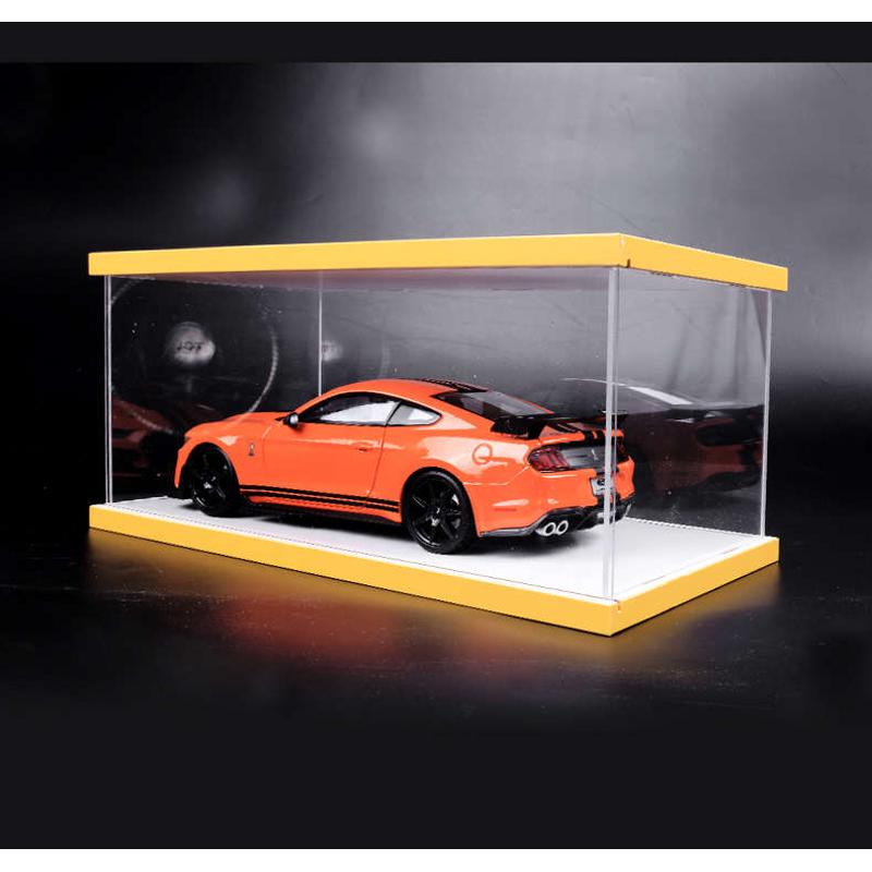 汽车模模型展示盒透明亚克力防尘罩1:18车模型展示盒皮质底座摆 - 图0
