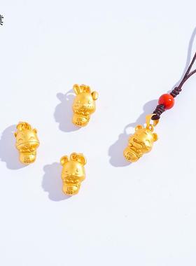 新久不掉色古法精致沙金diy配件十二生肖吊坠项链本命年老虎手链