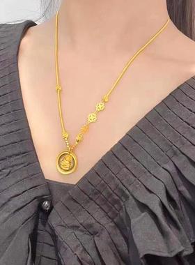 金店同款招财黄财神项链吊坠黄财财毛衣链沙金diy配件吊坠手链女