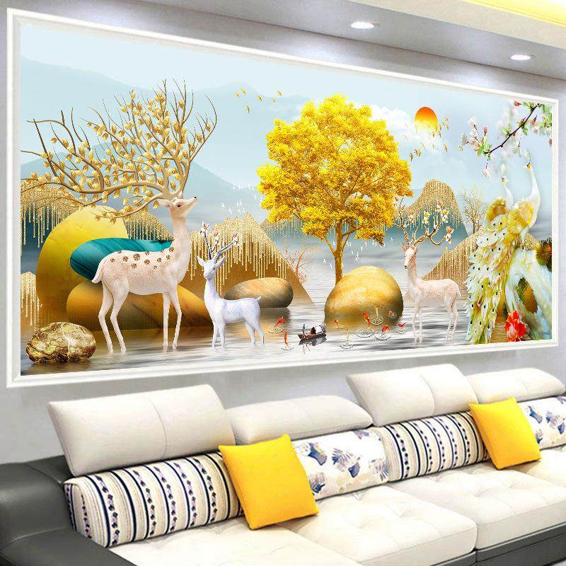 十字绣2023年新款线绣客厅手工自己刺绣风景发财麋鹿孔雀大气,淘宝优惠券,粉丝福利购,淘宝优惠卷